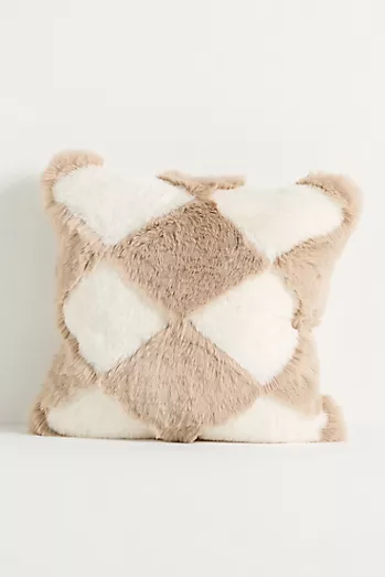 Chella Checkered Faux Fur Pillow