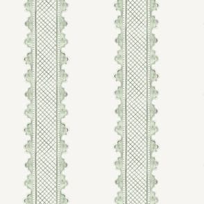 Clarabelle Quiet green on Cream