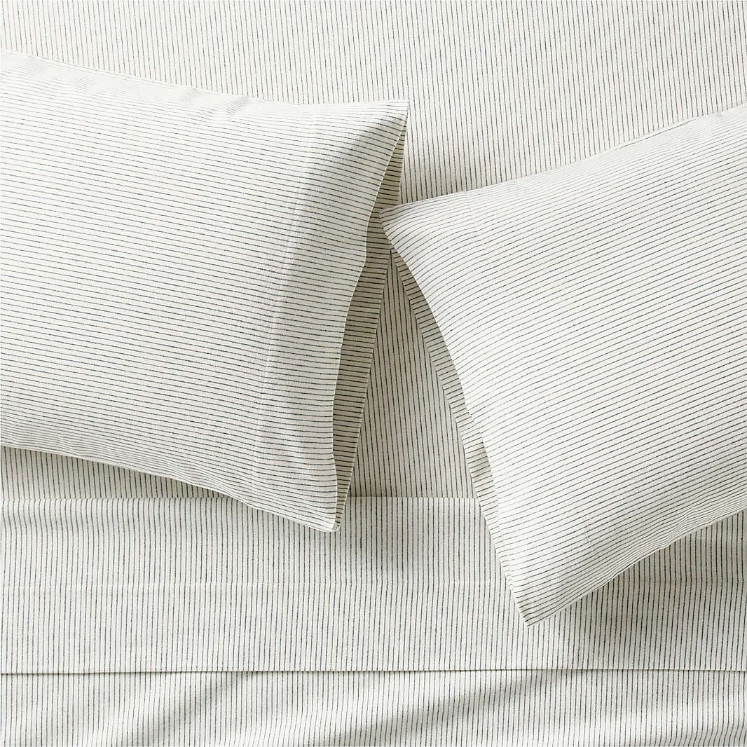 Cozysoft Organic Flannel Spruce Green Stripe Bed Sheet Sets