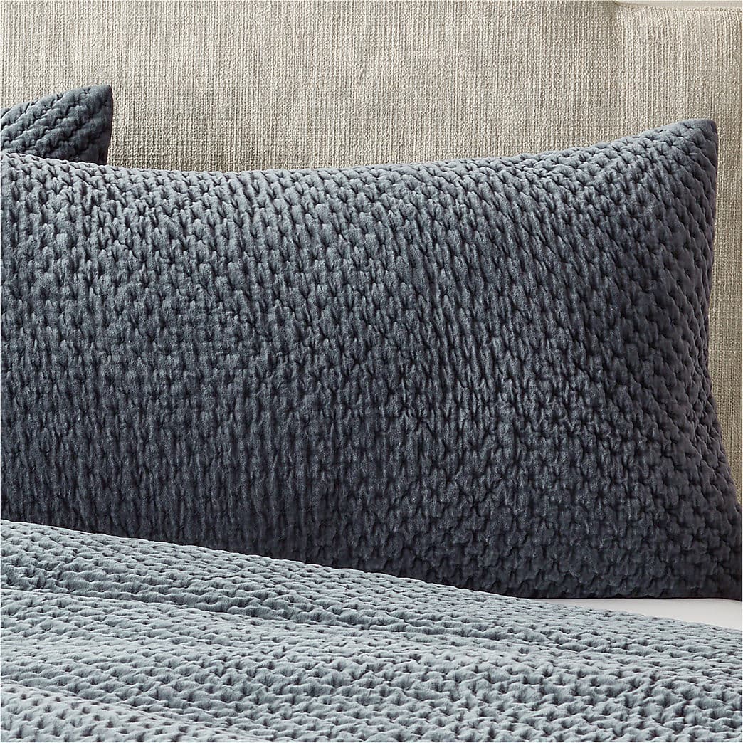 Montera Organic Cotton Faded Teal Velvet Pillow Shams Set of 2