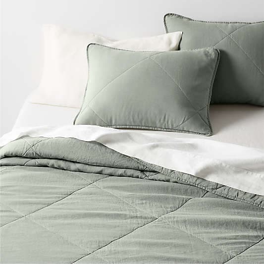Aire Natural EUROPEAN FLAX™-Certified Linen Shadow Sage Green Quilt