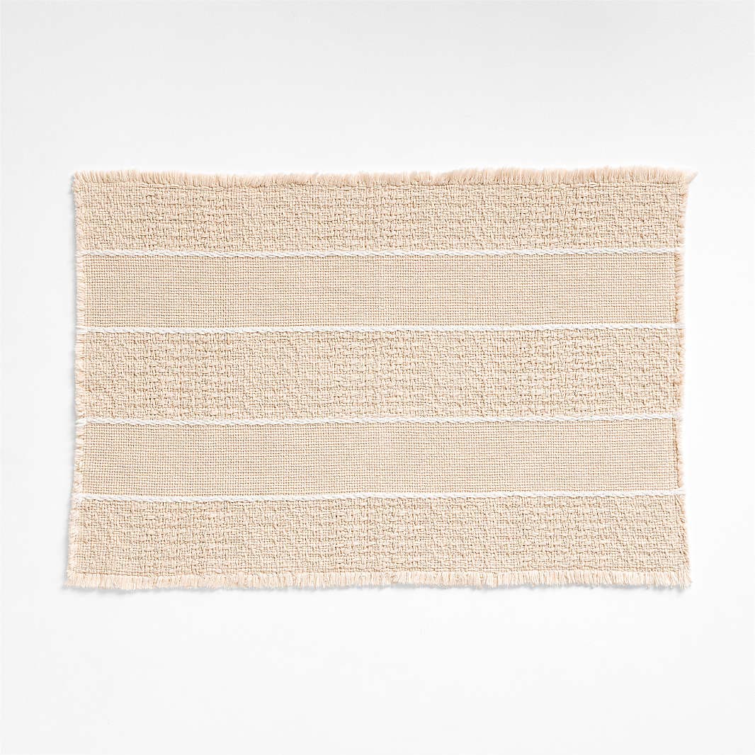 Jacquard Stripe Undyed and Crisp White Bath Mat 24"x36"