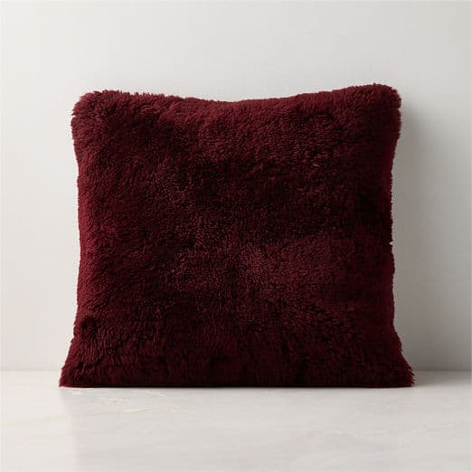 Roslin Burgundy Shearling Throw Pillow 18"